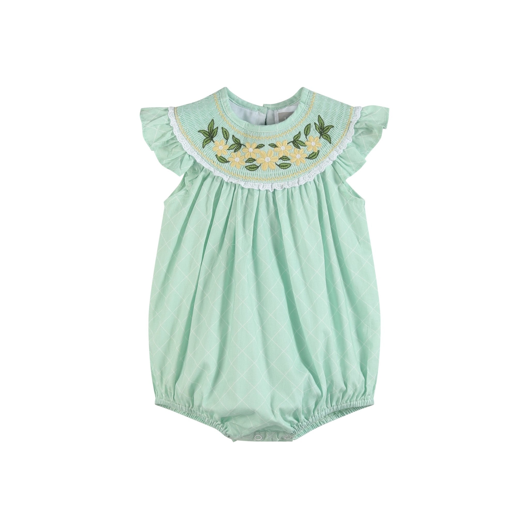 Aqua Daisy Smocked Romper 18-24M