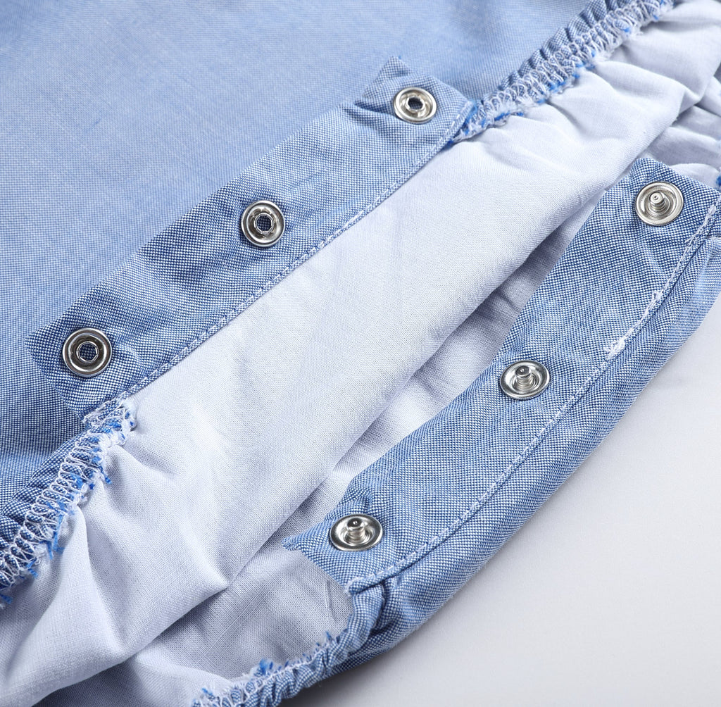 Basic Blue Denim Style Bubble Romper - Lil Cactus