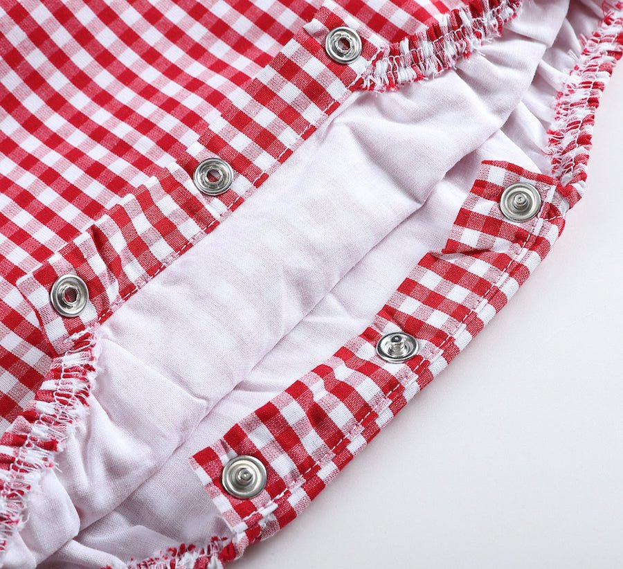 Basic Red Gingham Bubble Romper - Lil Cactus