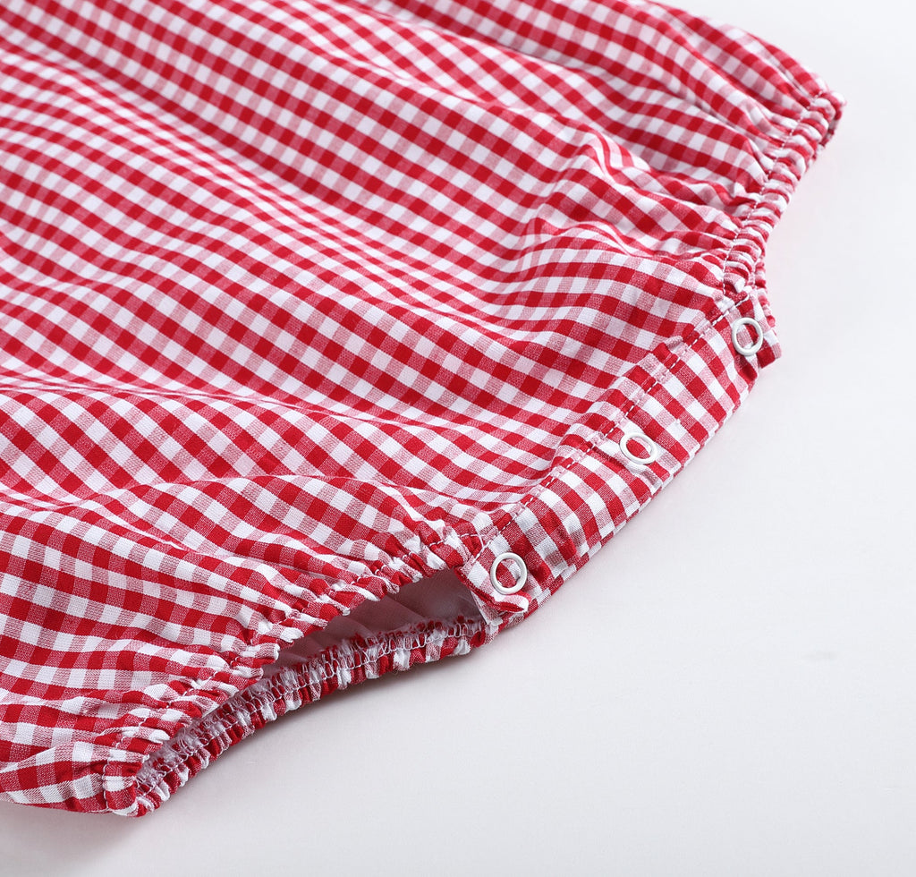 Basic Red Gingham Bubble Romper - Lil Cactus