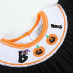 Black and Orange Boo Halloween Smocked Bishop Dress - Lil Cactus