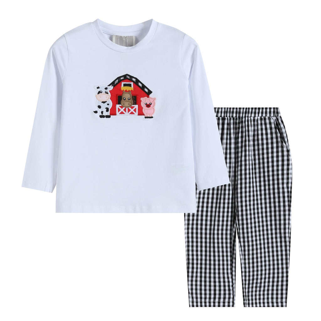 Black Gingham Barn Top and Pants Set - Lil Cactus