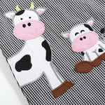 Black Gingham Cow Family Shortalls - Lil Cactus