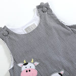 Black Gingham Cow Family Shortalls - Lil Cactus