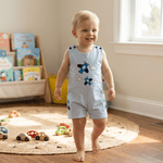 Blue Airplane Pockets Shortalls - Lil Cactus