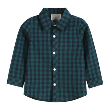 Blue and Green Gingham Boy Dress Shirt - Lil Cactus