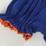 Blue and Orange Football Smocked Bishop Dress - Lil Cactus