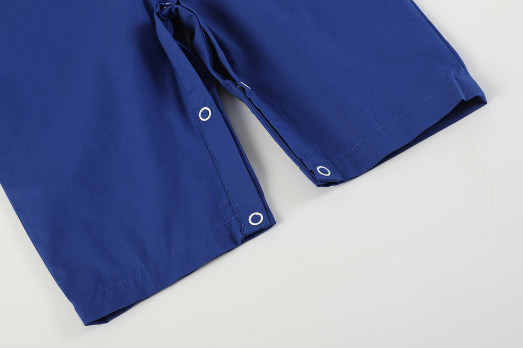 Blue and Orange Football Smocked Overalls - Lil Cactus