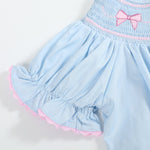 Blue and Pink Bow Smocked Bishop Dress - Lil Cactus