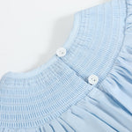 Blue and Pink Bow Smocked Bishop Dress - Lil Cactus