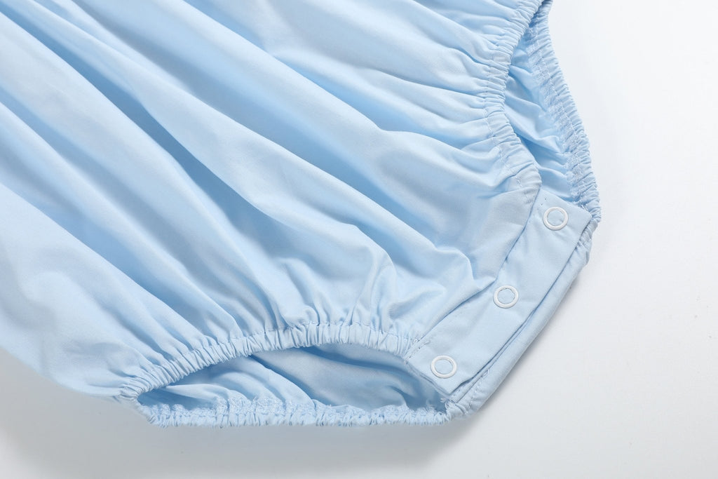 Blue and Pink Bow Smocked Romper - Lil Cactus