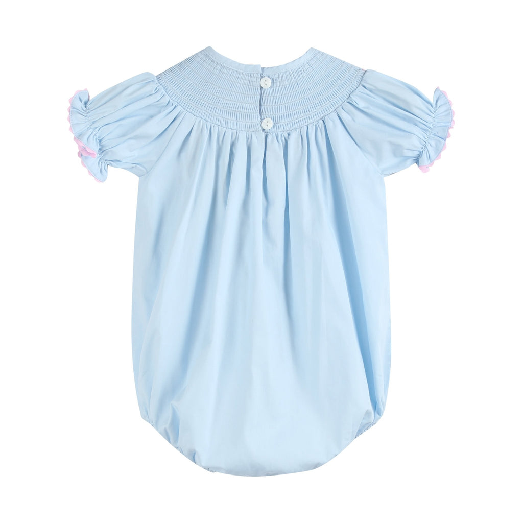 Blue and Pink Bow Smocked Romper - Lil Cactus