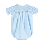 Blue and Pink Bow Smocked Romper - Lil Cactus