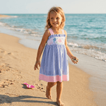 Blue and Pink Ocean Smocked Sundress - Lil Cactus
