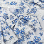 Blue and White Print Apron Ruffle Romper - Lil Cactus