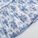 Blue and White Print Layered Ruffle Dress - Lil Cactus