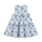 Blue and White Print Layered Ruffle Dress - Lil Cactus