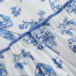 Blue and White Print Layered Ruffle Dress - Lil Cactus
