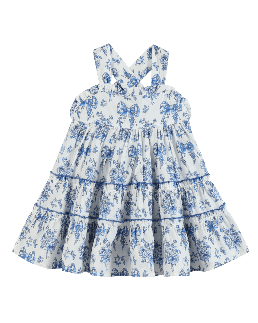 blue cactus dress Lil and White Print Layered Sundress - Cotton - Floral Product Features Back