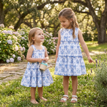 Blue and White Print Layered Sundress - Lil Cactus