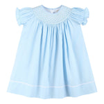 Blue and White Smocked Bishop Dress - Lil Cactus