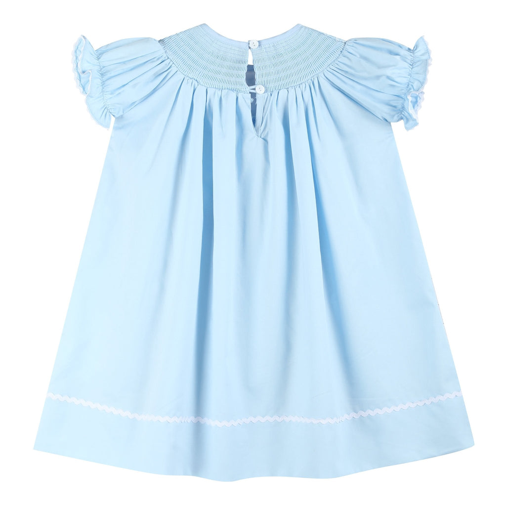 Blue and White Smocked Bishop Dress - Lil Cactus