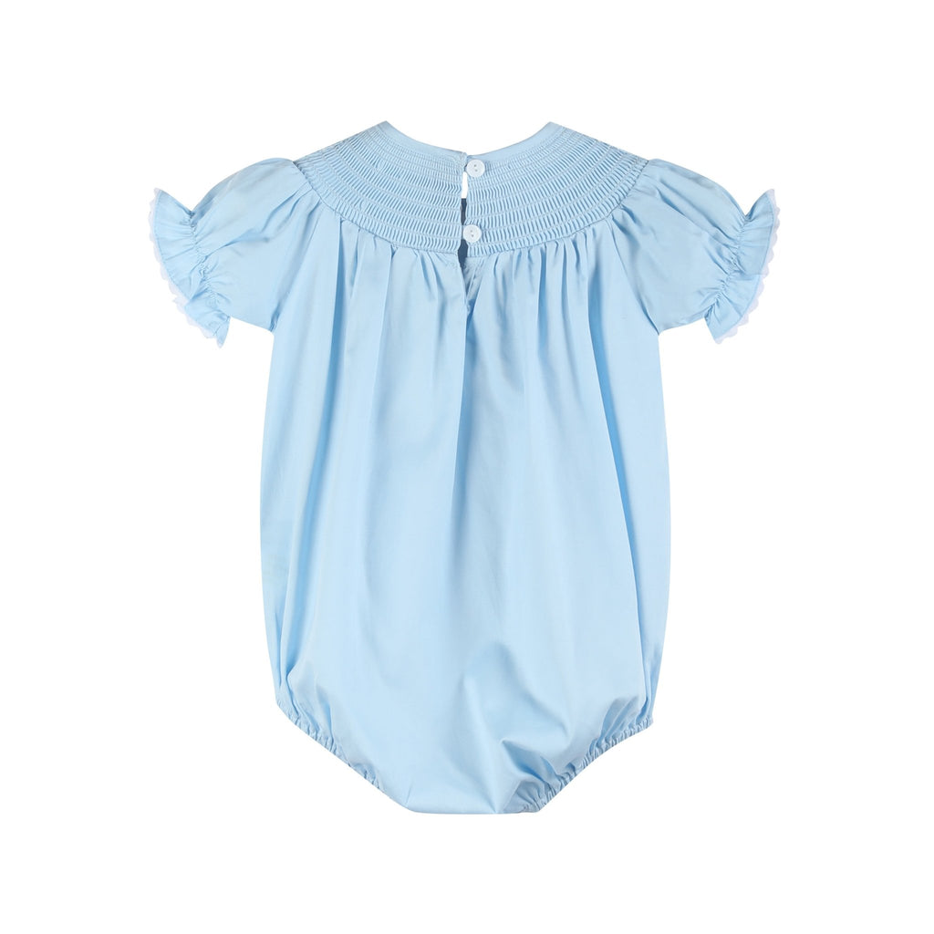Blue and White Smocked Bubble Romper - Lil Cactus