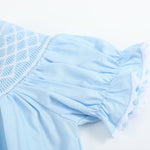 Blue and White Smocked Bubble Romper - Lil Cactus