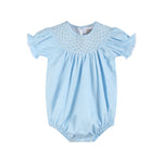 Blue and White Smocked Bubble Romper - Lil Cactus