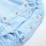 Blue and White Smocked Bubble Romper - Lil Cactus