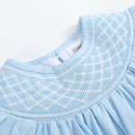 Blue and White Smocked Bubble Romper - Lil Cactus