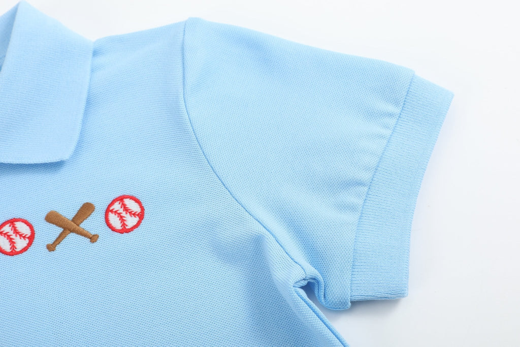 Blue Baseball Polo Shirt - Lil Cactus