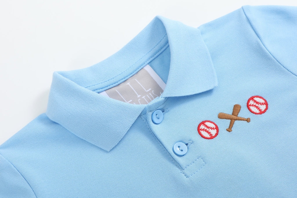 Blue Baseball Polo Shirt - Lil Cactus