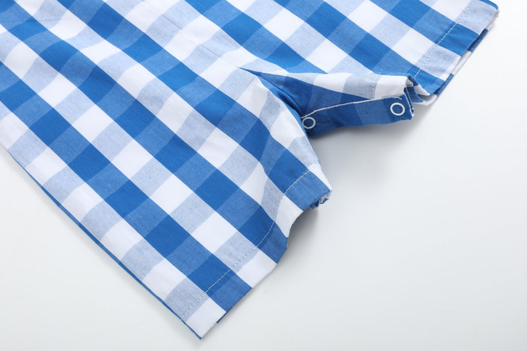 Blue Big Check Shortalls - Lil Cactus