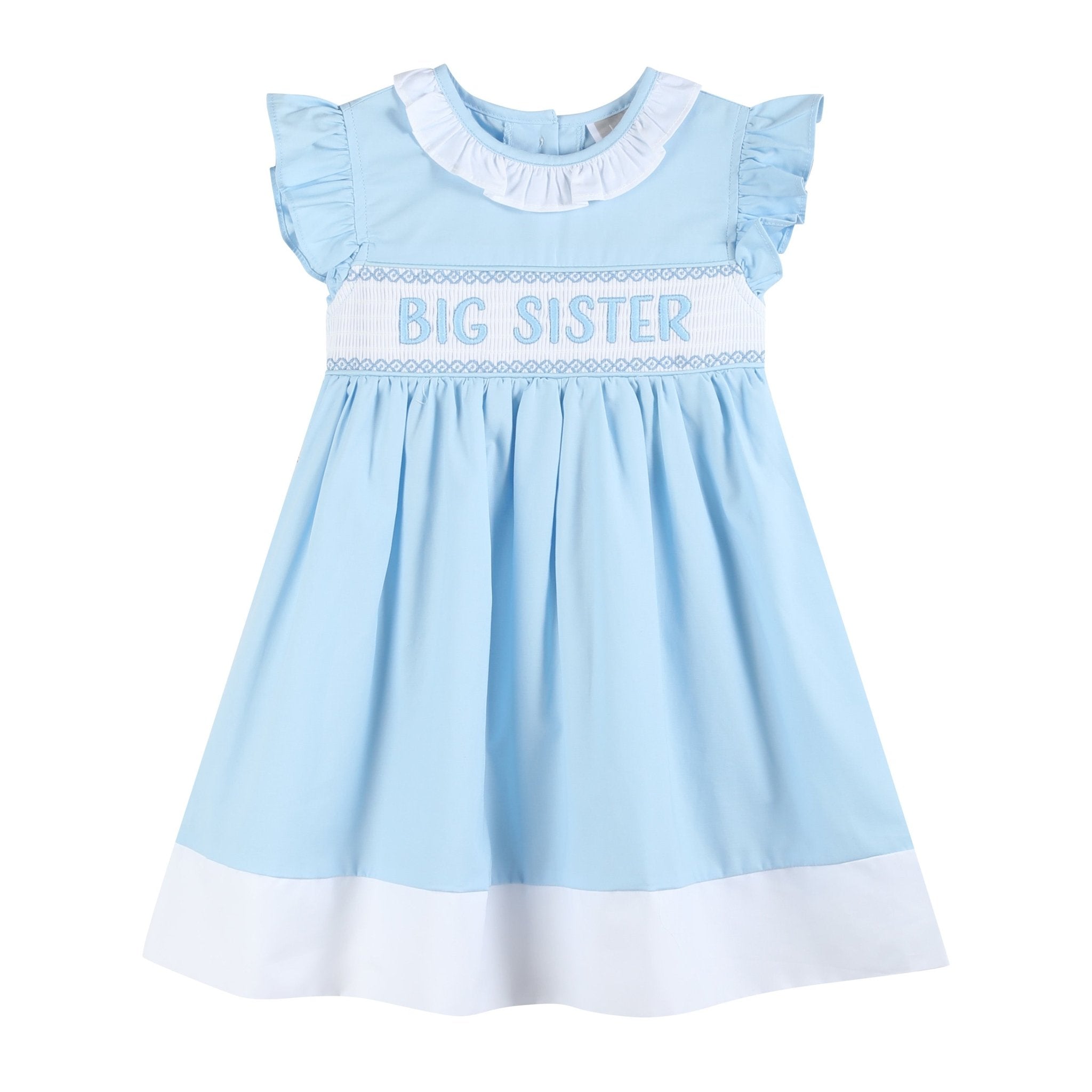 Lil Cactus Baby Dress Blue Big Sister Smocked Dress - 12-18M, Outfit, Cotton Lil Cactus Baby Dress Blue Big Sister Smocked Dress - 12-18M, Outfit, Cotton
