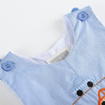 Blue Car Race Track Embroidery Shortalls - Lil Cactus