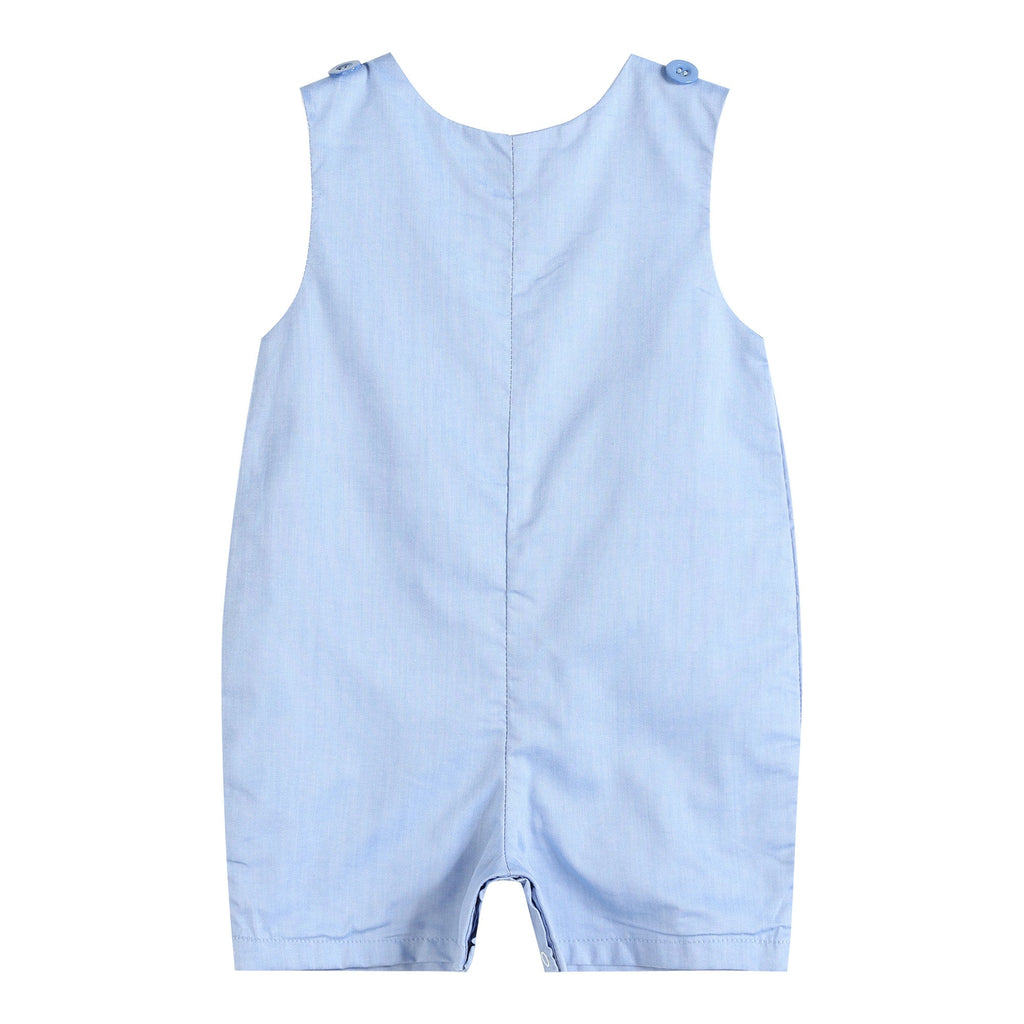 Blue Car Race Track Embroidery Shortalls - Lil Cactus