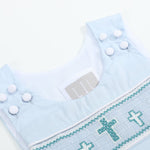 Blue Crosses Smocked JonJon - Lil Cactus