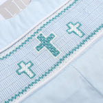 Blue Crosses Smocked JonJon - Lil Cactus