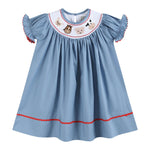 Blue Farm Animal Smocked Bishop Dress - Lil Cactus