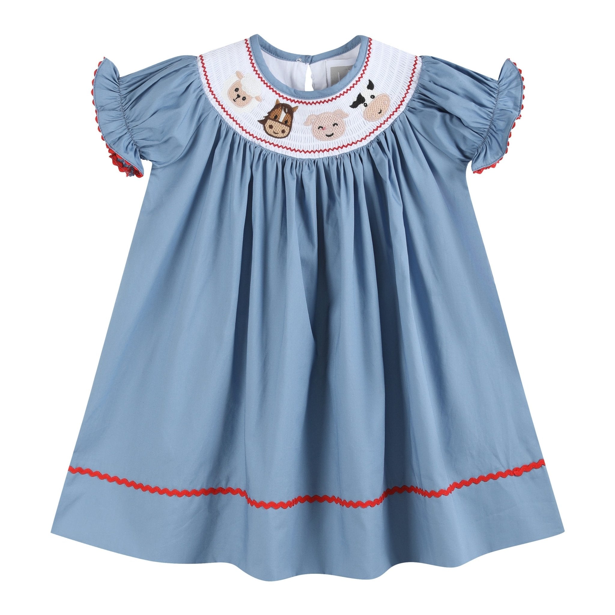 frozen smocked dress Blue Farm Animal Smocked Bishop Dress – Lil Cactus
