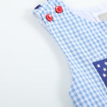 Blue Gingham American Flag Pocket Shortalls - Lil Cactus