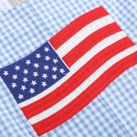 Blue Gingham American Flag Pocket Shortalls - Lil Cactus