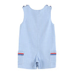 Blue Gingham American Flag Pocket Shortalls - Lil Cactus