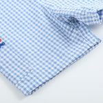 Blue Gingham American Flag Pocket Shortalls - Lil Cactus