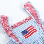 Blue Gingham American Flag Ruffle Dress - Lil Cactus
