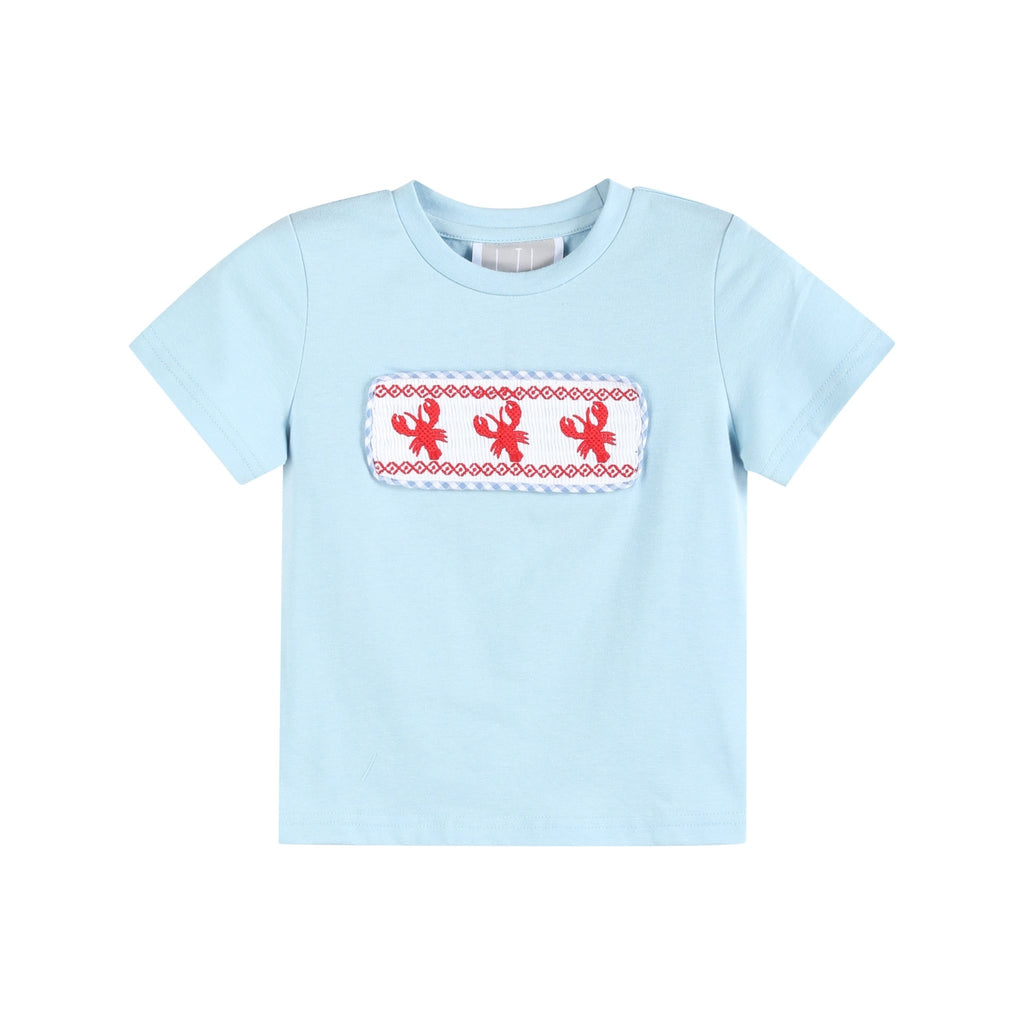 Blue Gingham Crawfish Smocked Shirt and Shorts Set - Lil Cactus