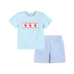 Blue Gingham Crawfish Smocked Shirt and Shorts Set - Lil Cactus