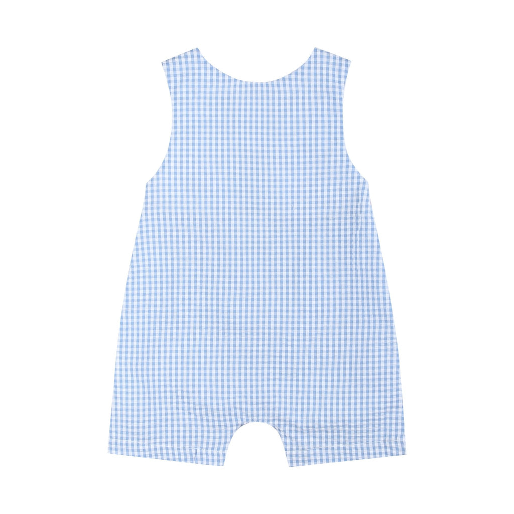 Blue Gingham Crawfish Smocked Shortalls - Lil Cactus