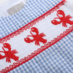 Blue Gingham Crawfish Smocked Shortalls - Lil Cactus